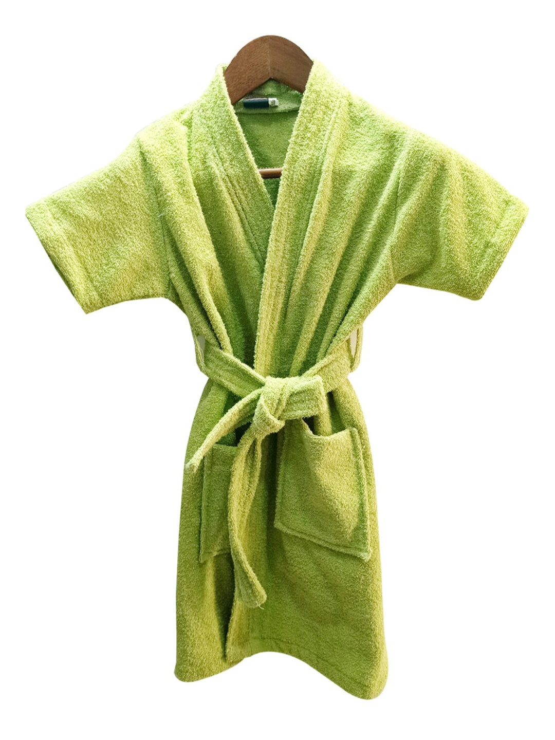 GAB Kids Belted Pure Cotton Bath Robe, Green