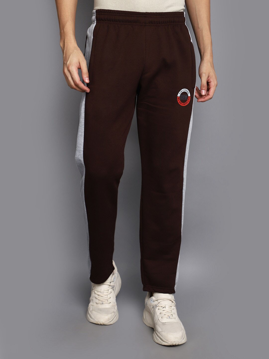 

V-Mart Men Mid-Rise Cotton Track Pants, Brown