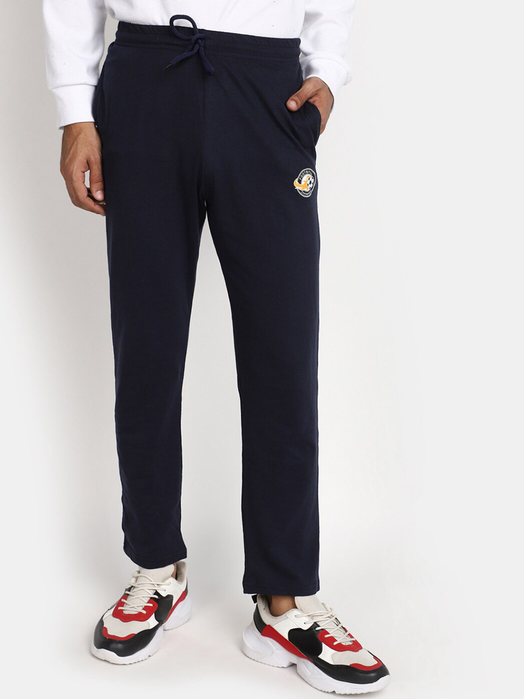 

V-Mart Men Mid Rise Cotton Track Pant, Navy blue