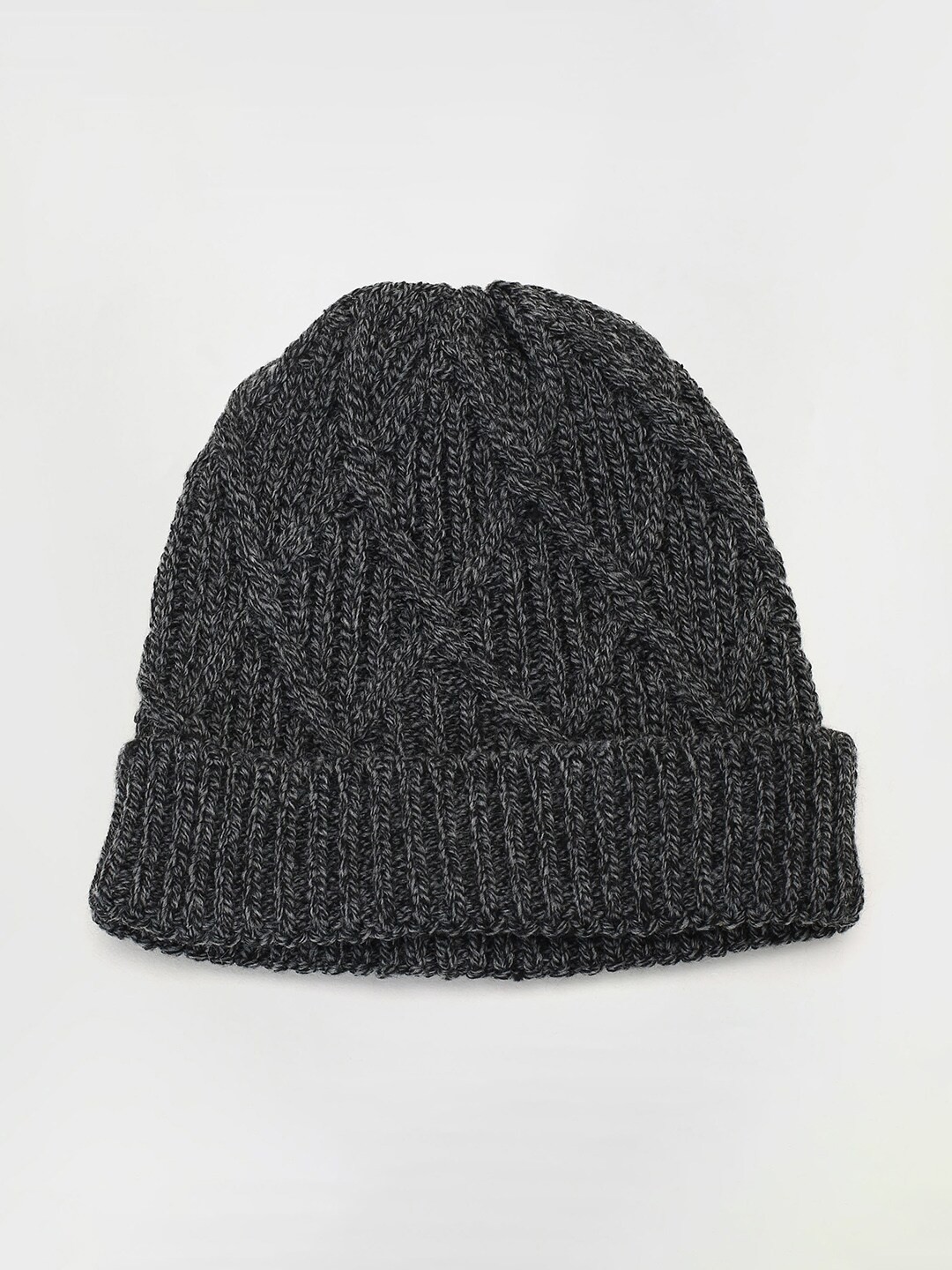 

max Men Self Design Acrylic Beanie, Grey
