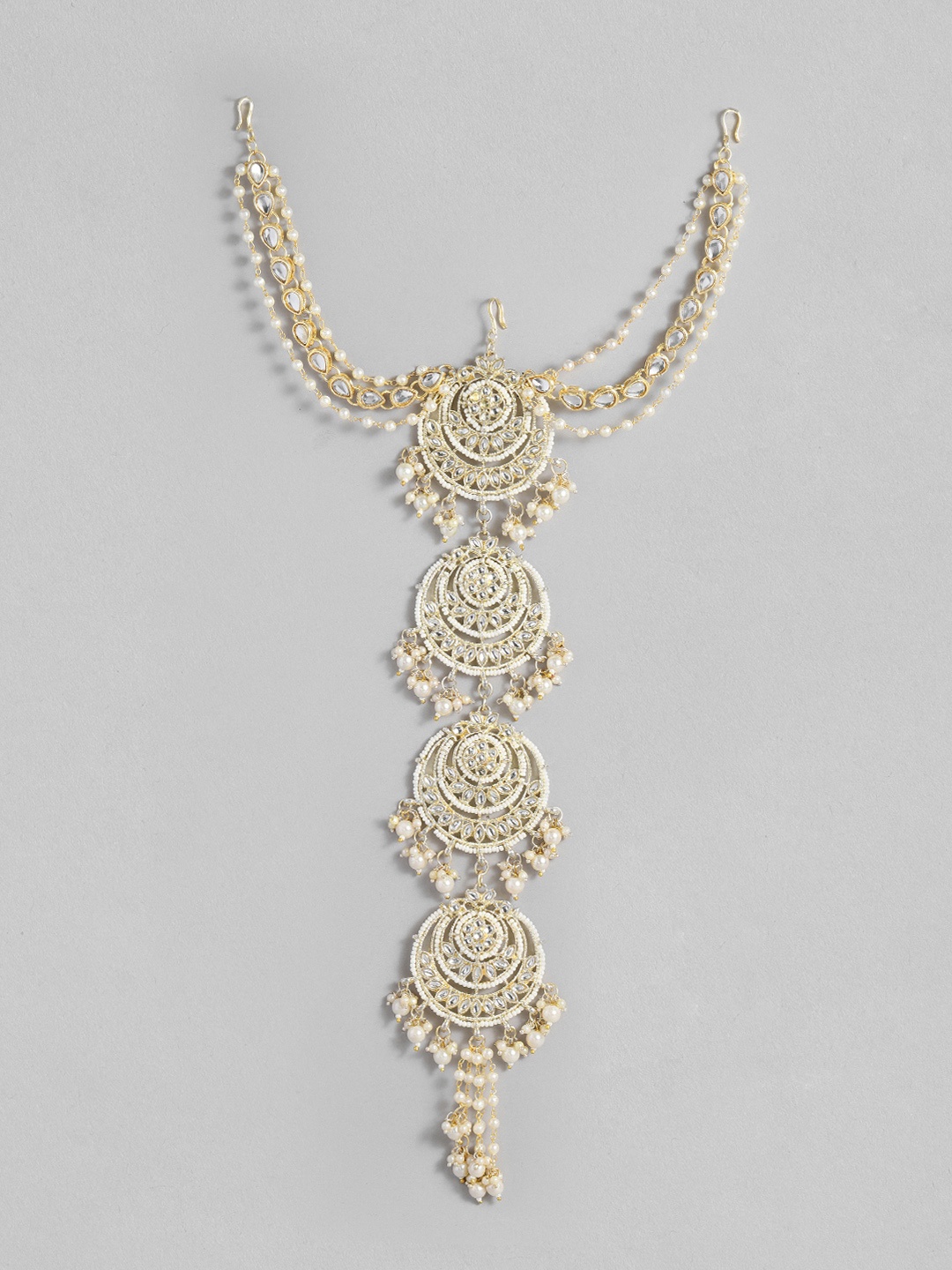 

Peora Kundan-Studded Head Chains Head Jewellery, White