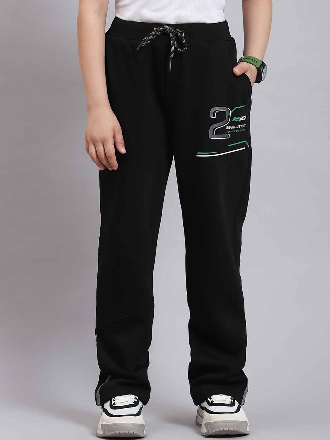 

Monte Carlo Boys Typography Printed Track Pant, Black