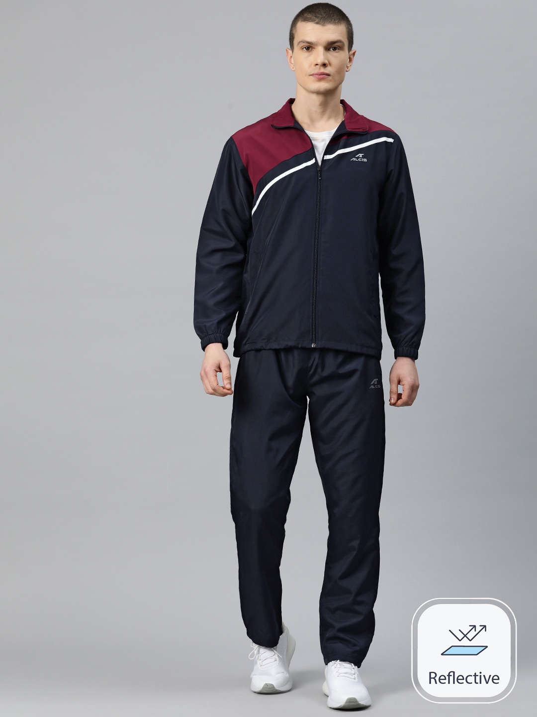 

Alcis Men Colourblocked Tracksuit, Navy blue