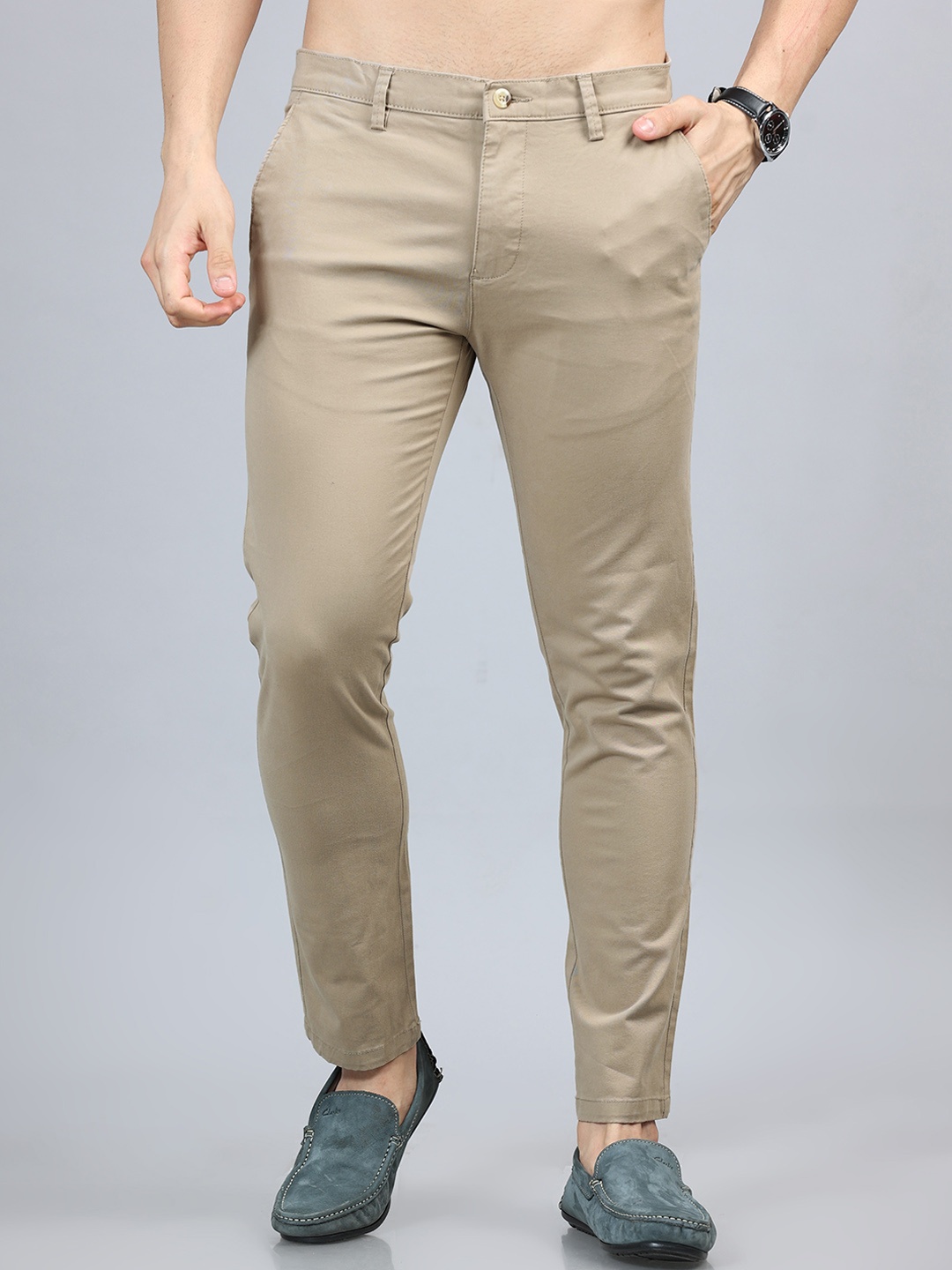 

Bushirt Men Smart Slim Fit Easy Wash Pure Cotton Chinos Trouser, Khaki
