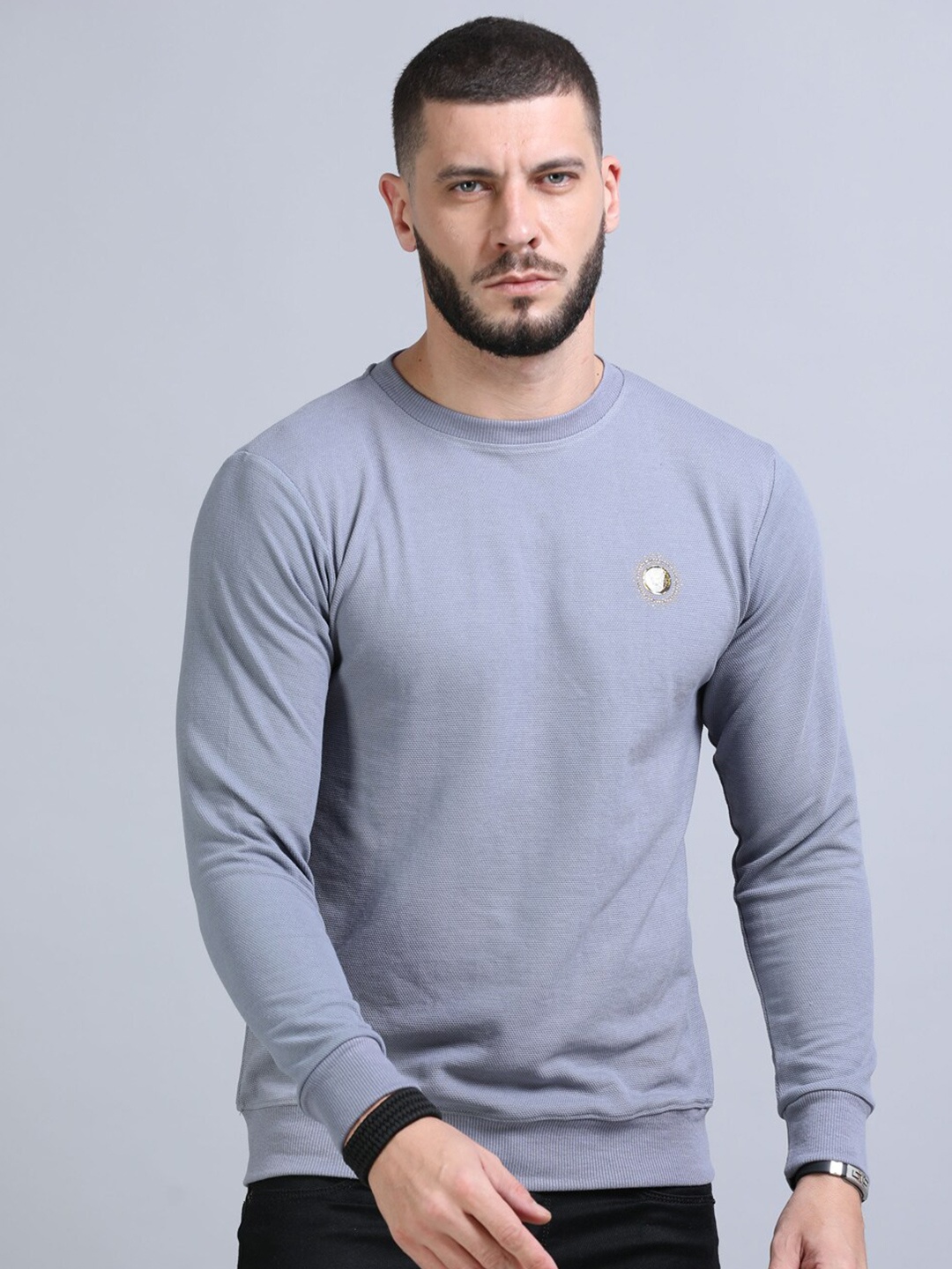 

Bushirt Long Sleeves Acrylic Sweatshirt, Blue