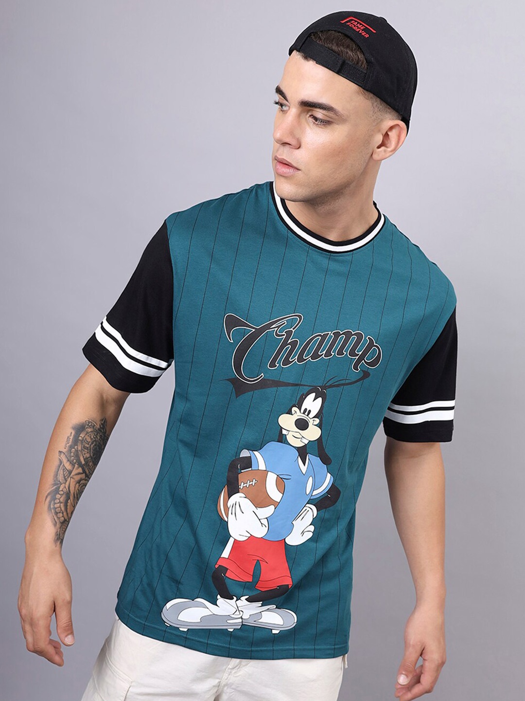 

Bewakoof Green Goofy Champ Printed Oversized Cotton T-shirt