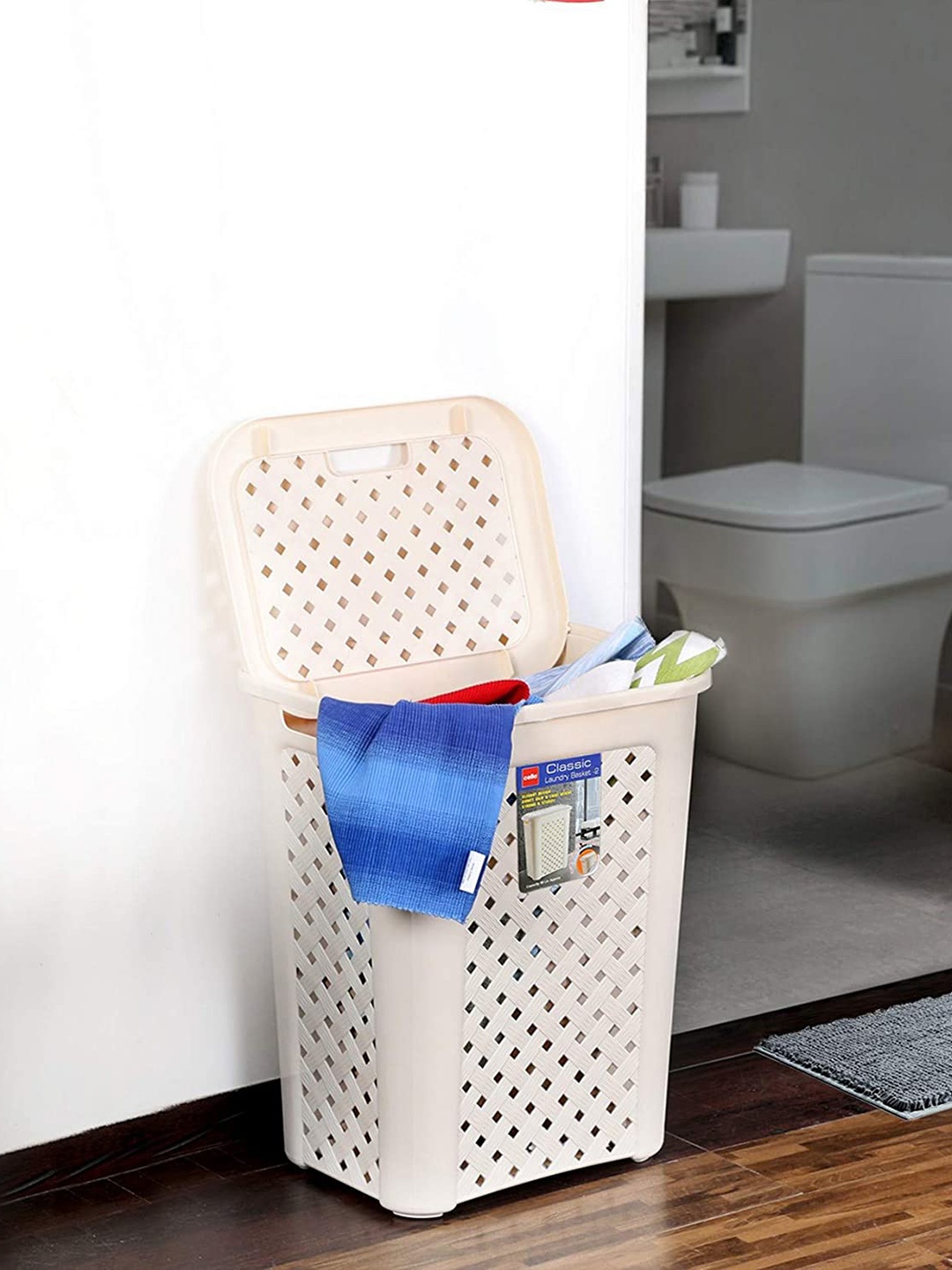 Cello Classic Cream Plastic Laundry Basket 50 L