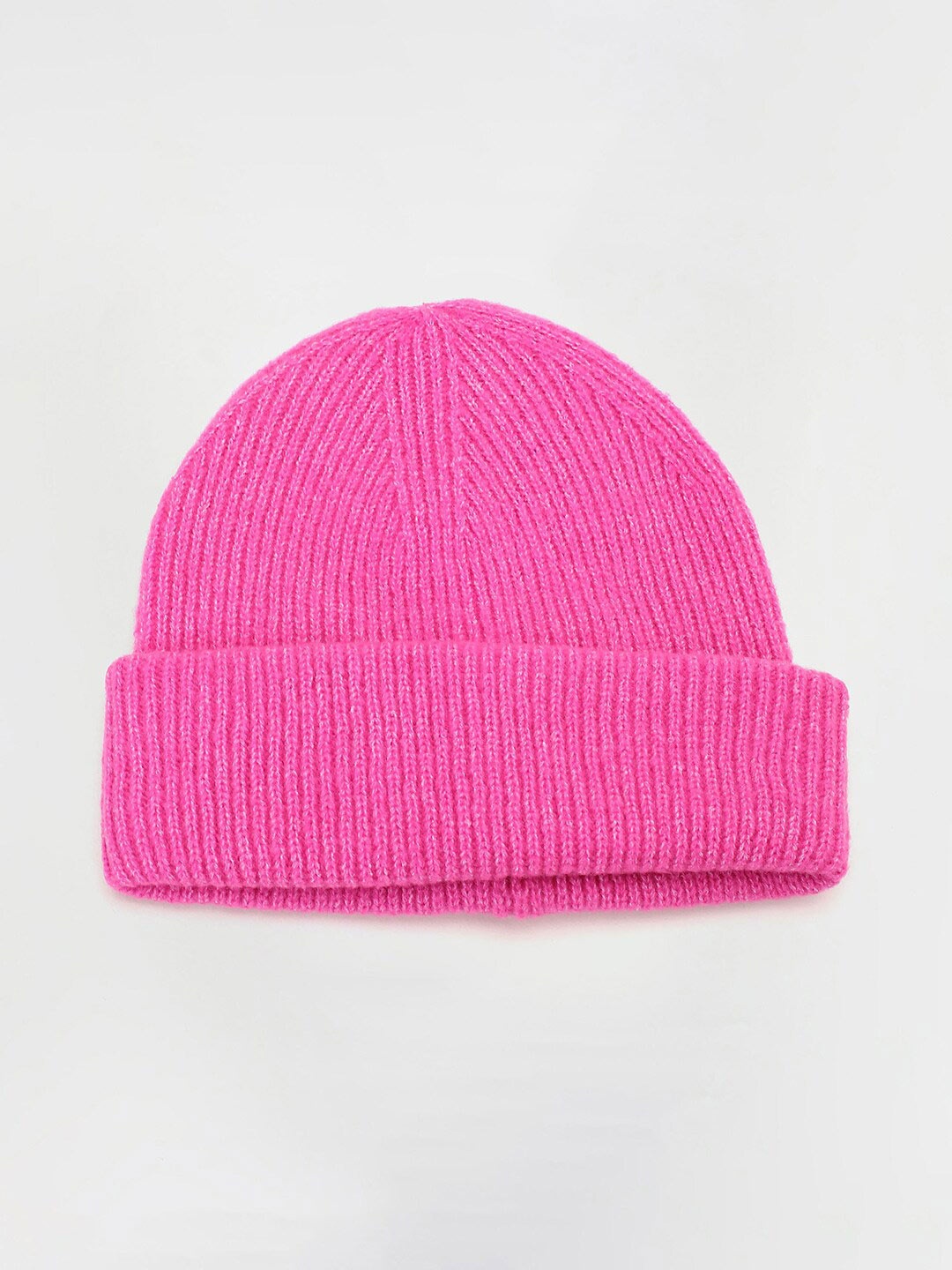 

max Women Self Design Pure Acrylic Beanie Cap, Pink