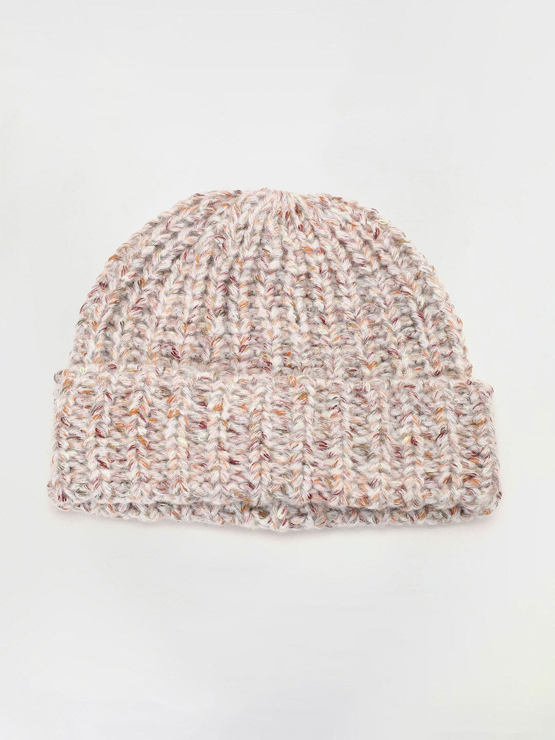 

max Women Self Design Pure Acrylic Beanie Cap, Beige