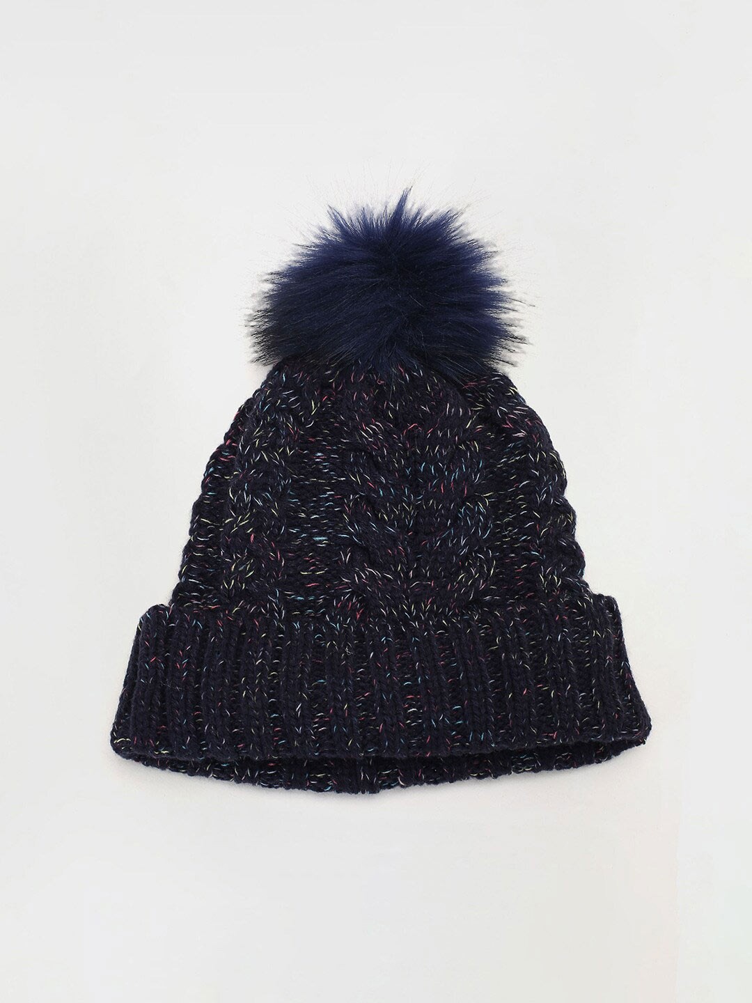 

max Women Self Design Acrylic Beanie, Blue