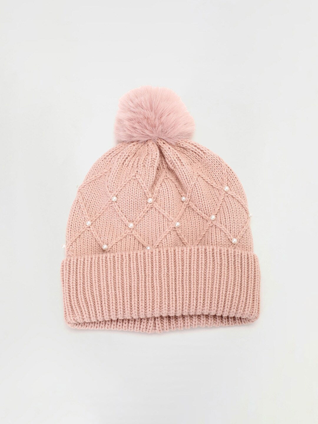 

max Women Self Design Acrylic Beanie, Pink
