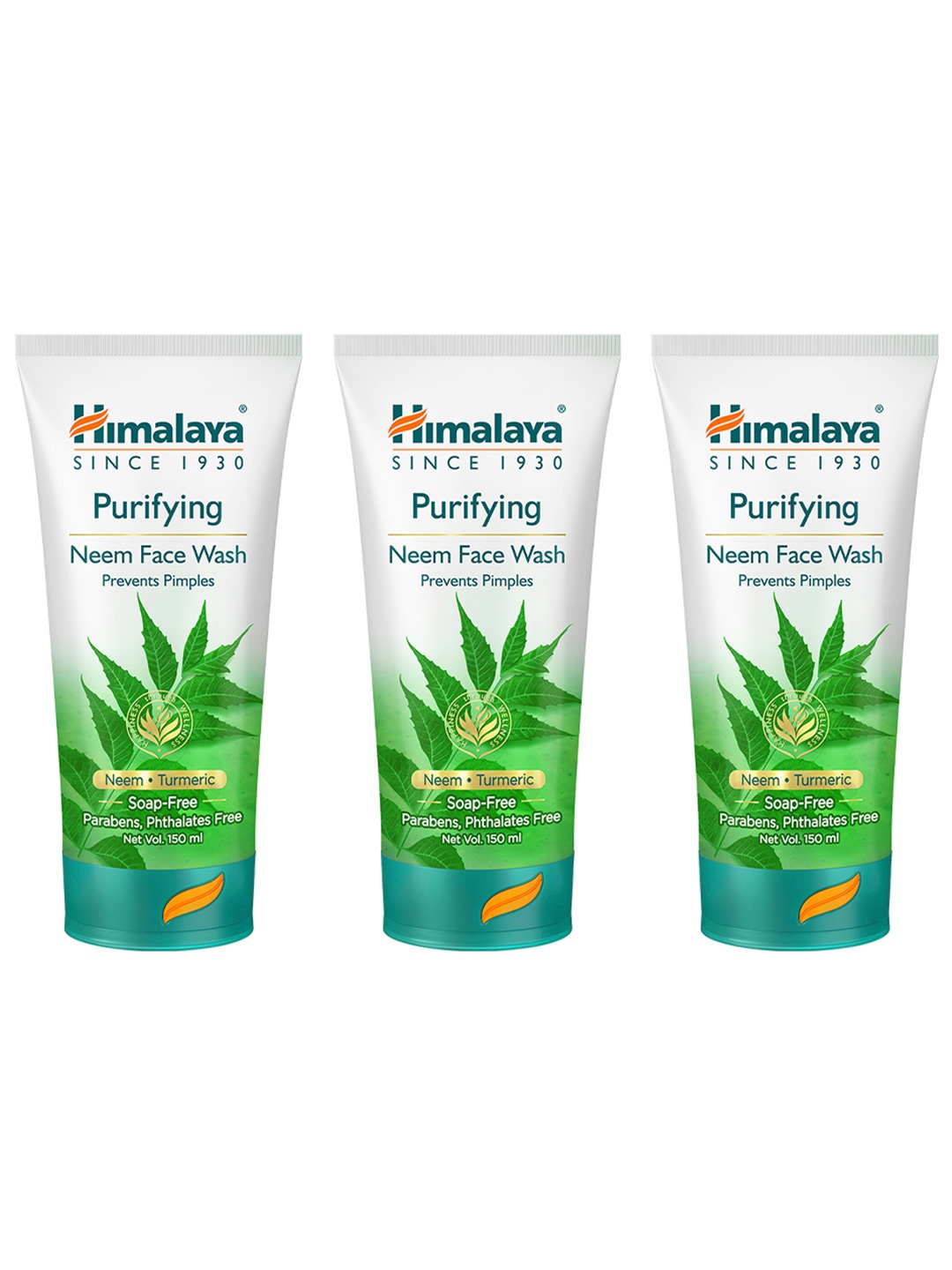 

Himalaya Set of 3 Purifying Neem Face Wash with Neem & Turmeric - 150ml each, Green