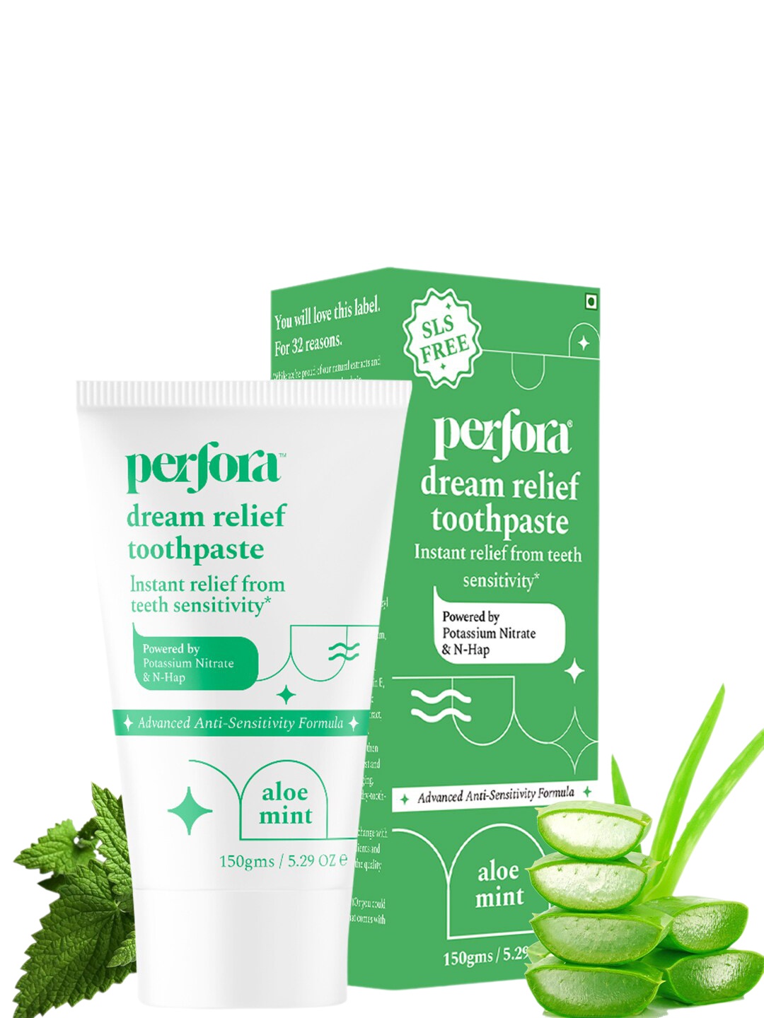

Perfora Dream Relief Toothpaste With Aloe Mint - 150g, Green