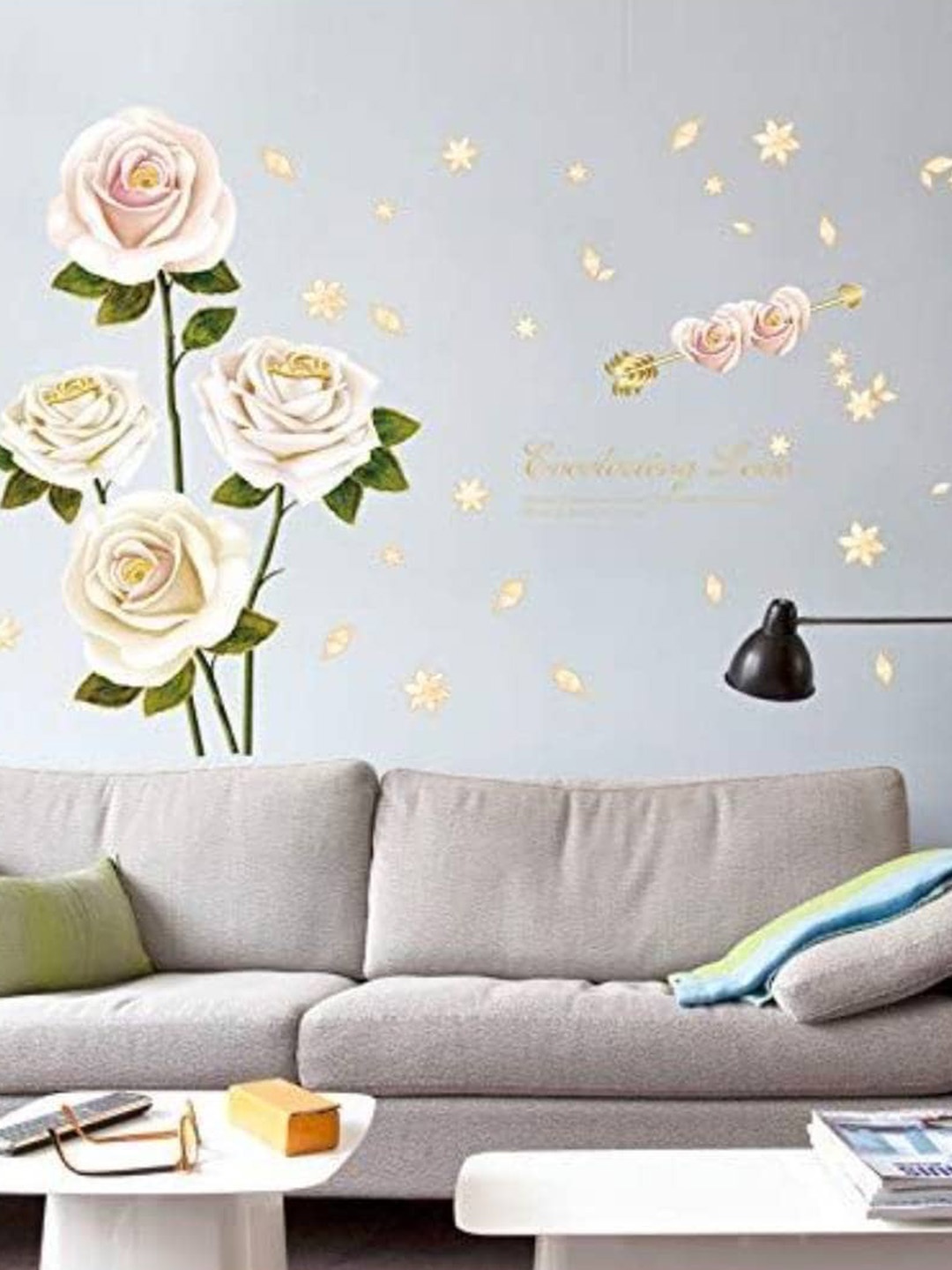 

Jaamso Royals White Beautiful Flower Design Self Adhesive Wall Sticker