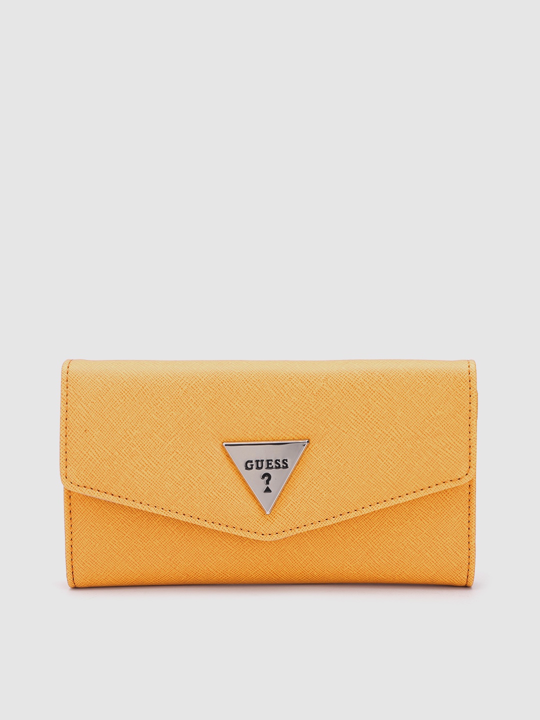 

GUESS Women Abstract Textured Three Fold Wallet, Yellow