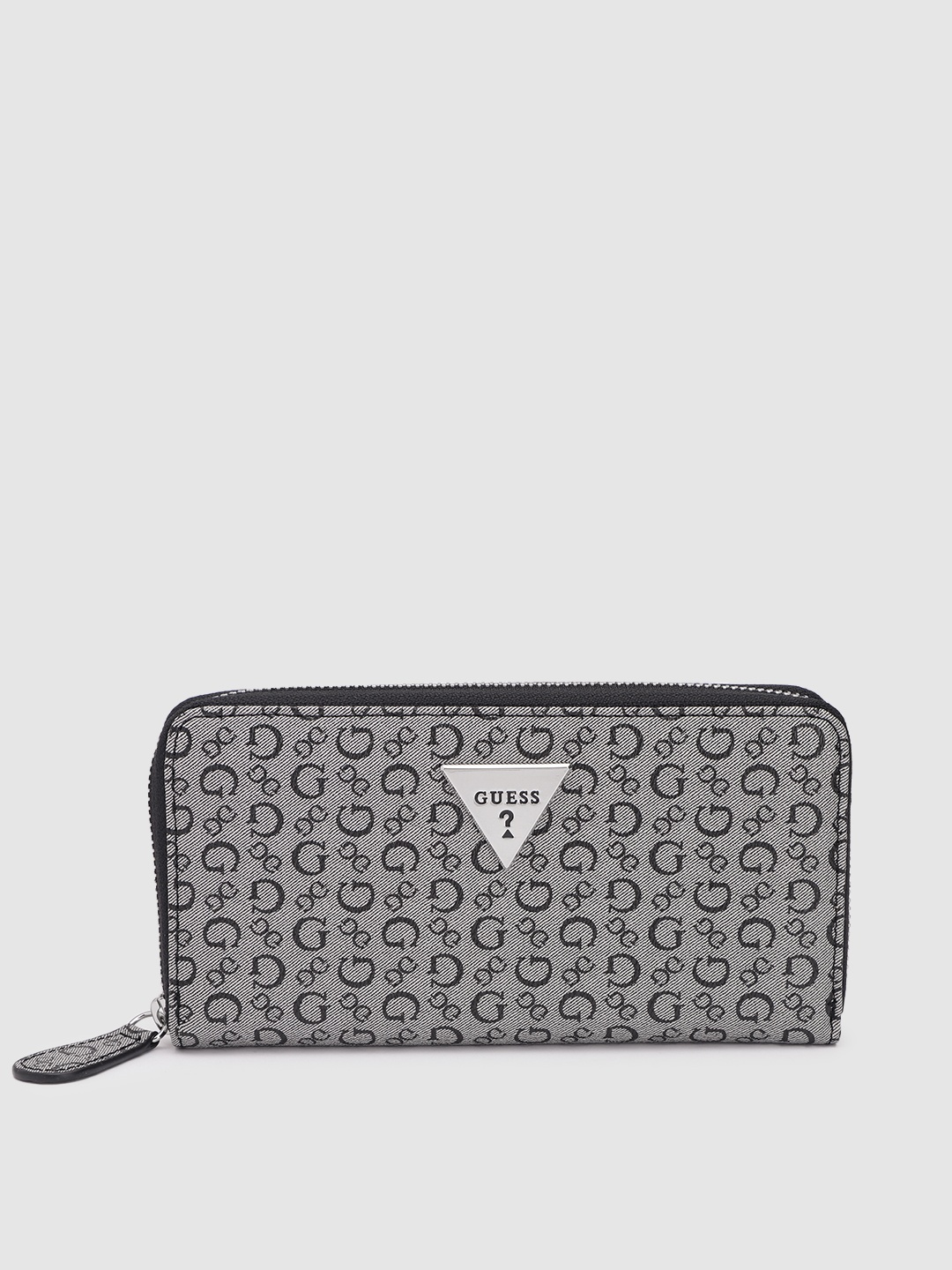 

GUESS Women Brand Logo Printed Zip Around Wallet, Grey