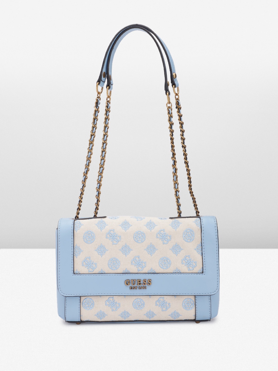 

GUESS Brand Logo Embroidered Structured Shoulder Bag, Cream