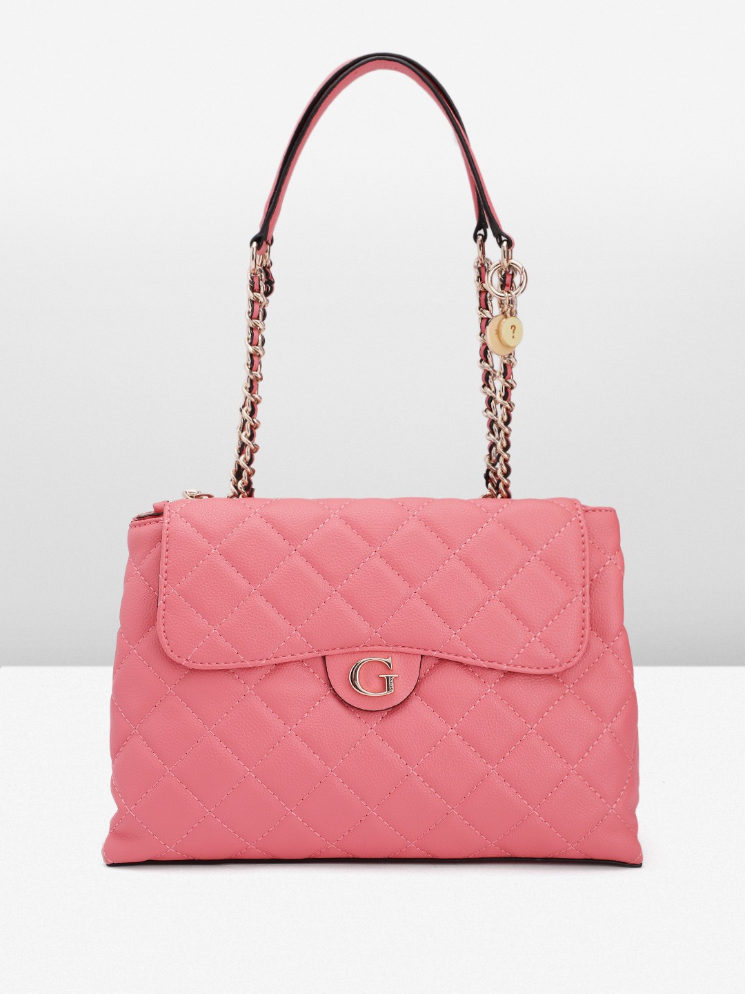 

GUESS Quilted Structured Shoulder Bag, Pink