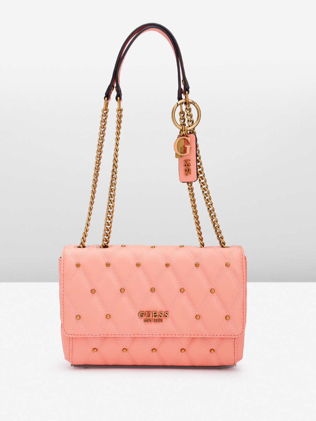 

GUESS Quilted Structured Shoulder Bag, Coral