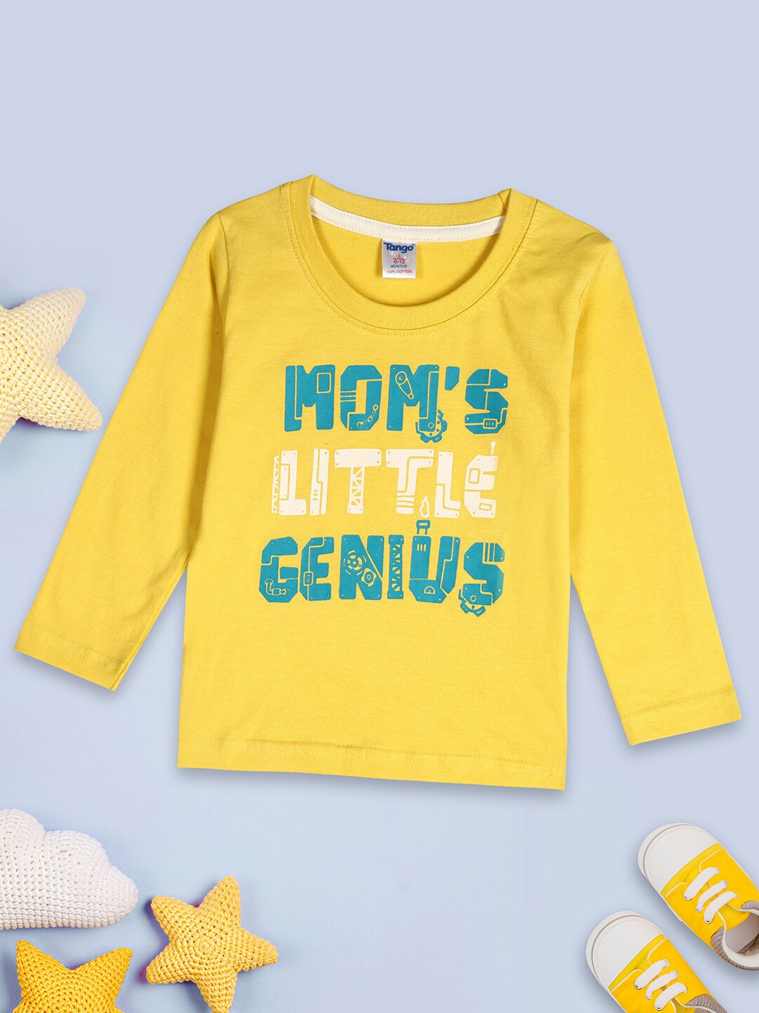 V-Mart Infants Typography Printed Cotton T-shirt, Yellow