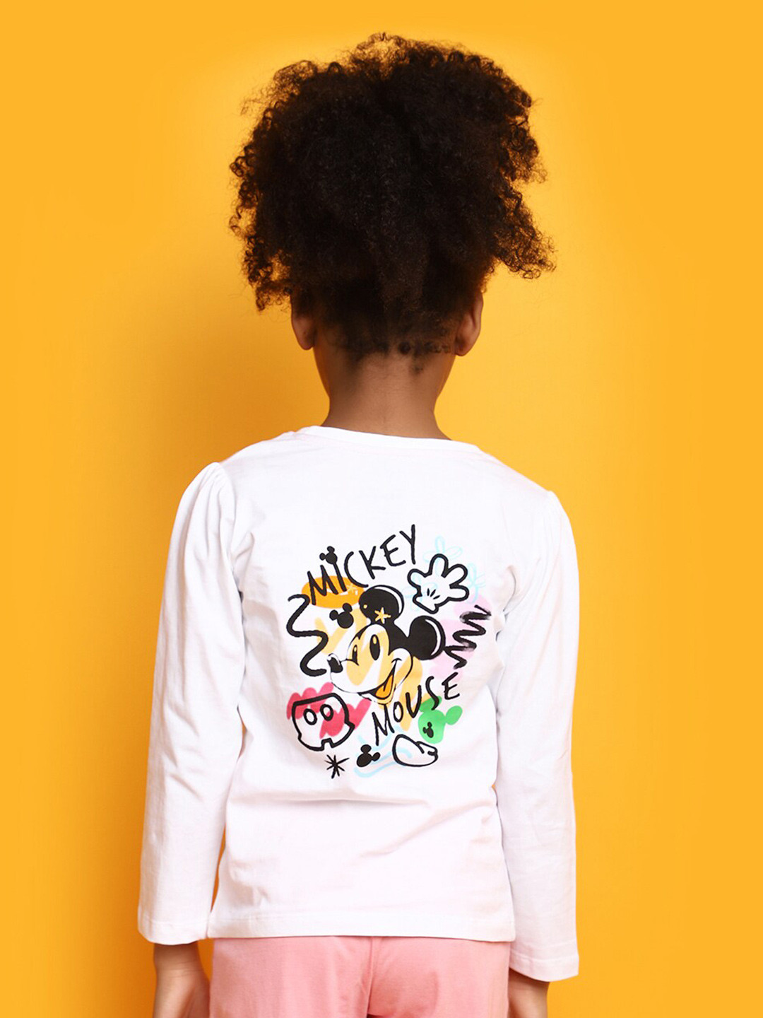 

V-Mart Girls Mickey Mouse Printed Long Sleeves Casual Cotton T-shirt, White