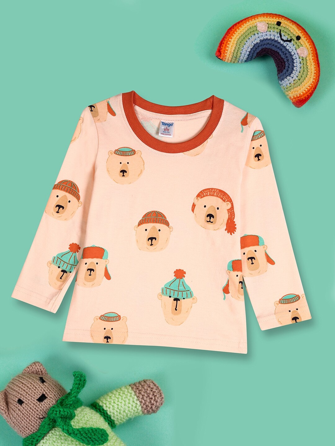 

V-Mart Infant Conversational Printed Cotton T-shirt, Peach