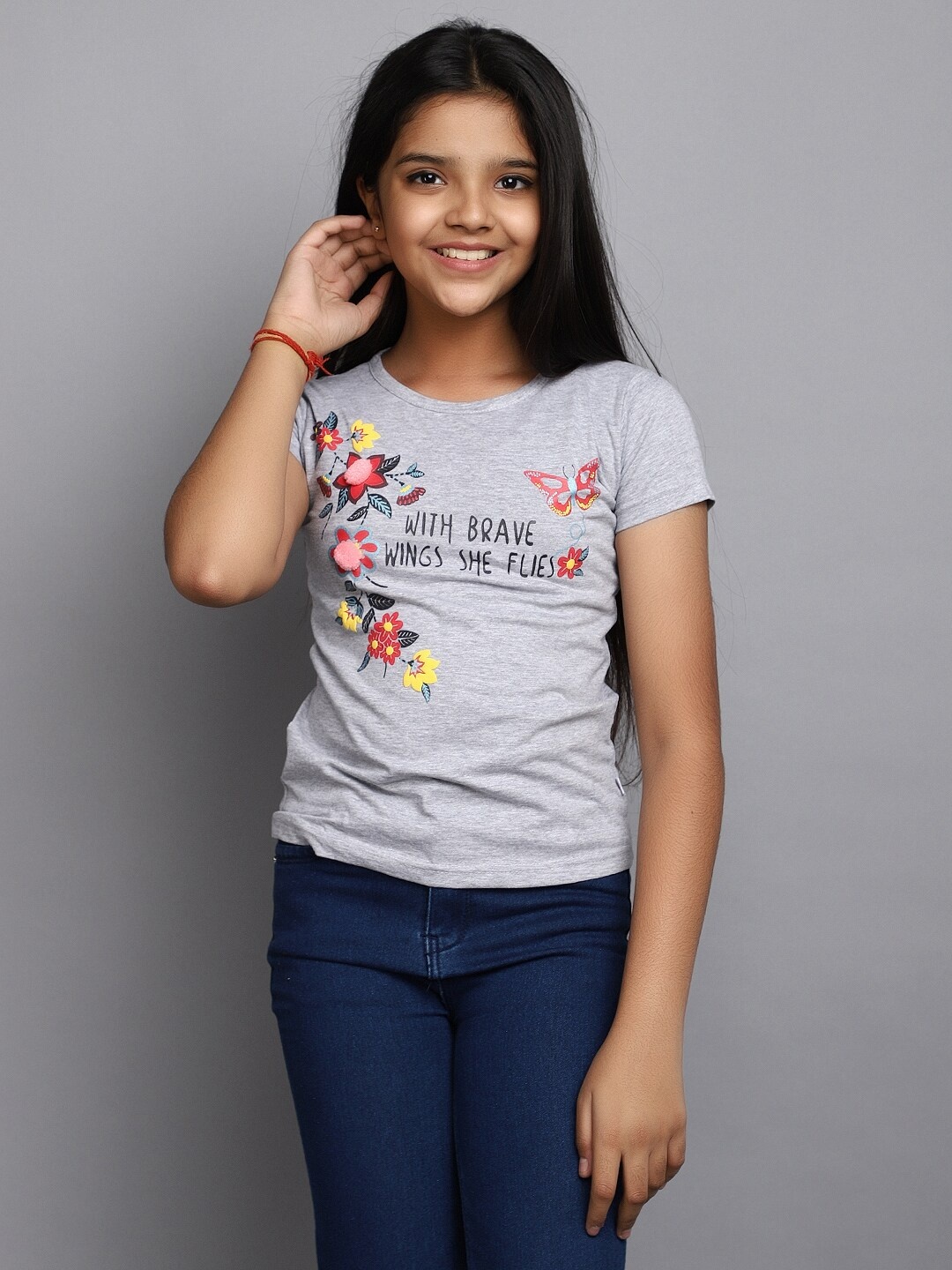 

V-Mart Typography Printed Round Neck Cotton T-shirt, Grey