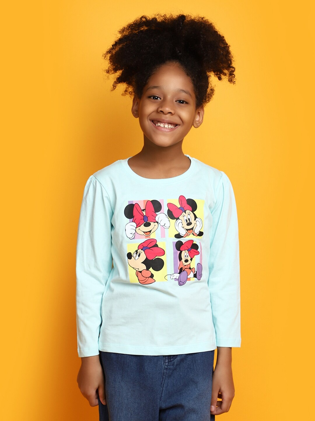 

V-Mart Girls Minnie Mouse Printed Cotton T-shirt, Green