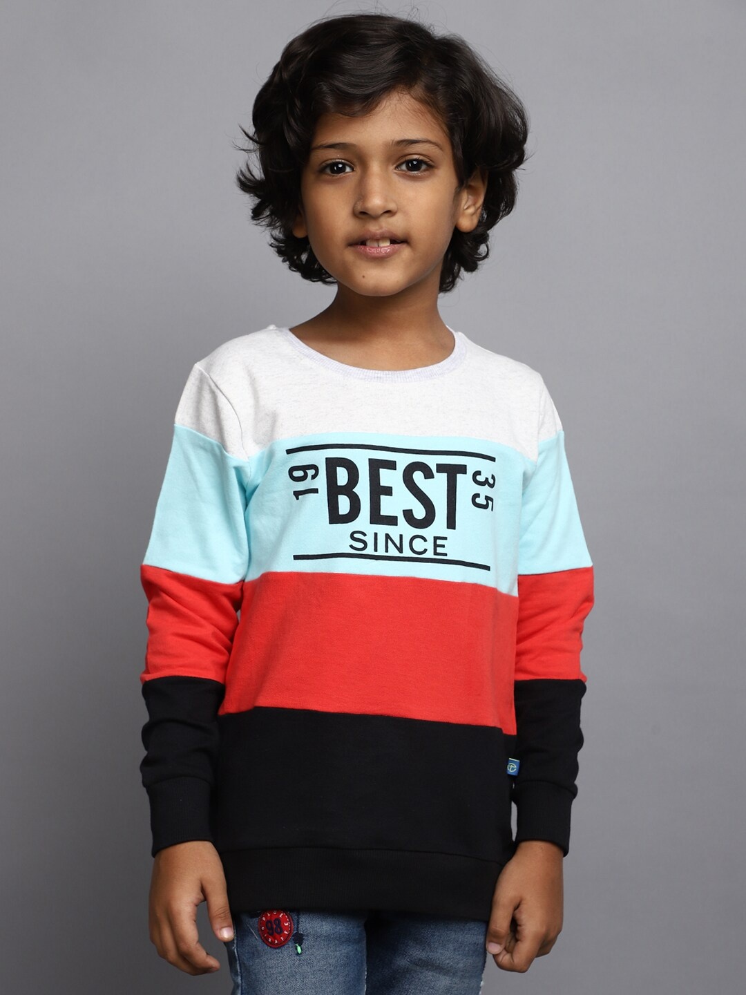 

V-Mart Boys Typography Printed Cotton T-shirt, Grey