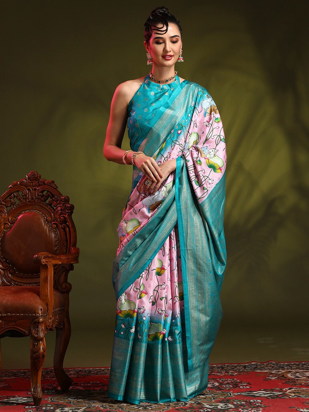 

Anouk Mauve Ethnic Motifs Woven Design Zari Saree