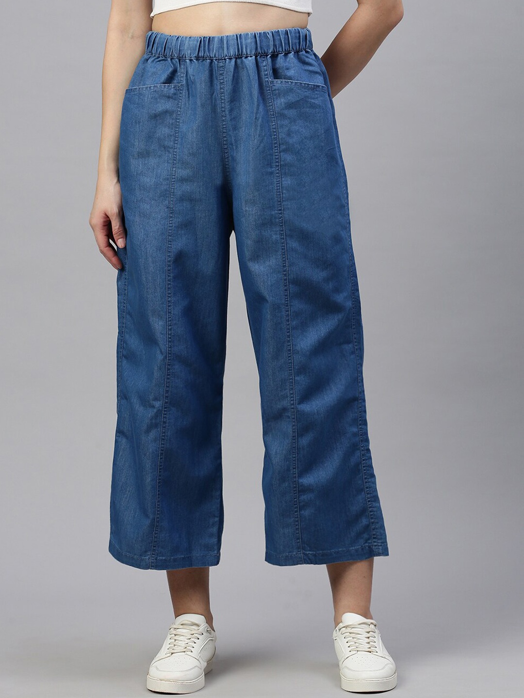 

De Moza Women Loose Fit High-Rise Culottes, Blue