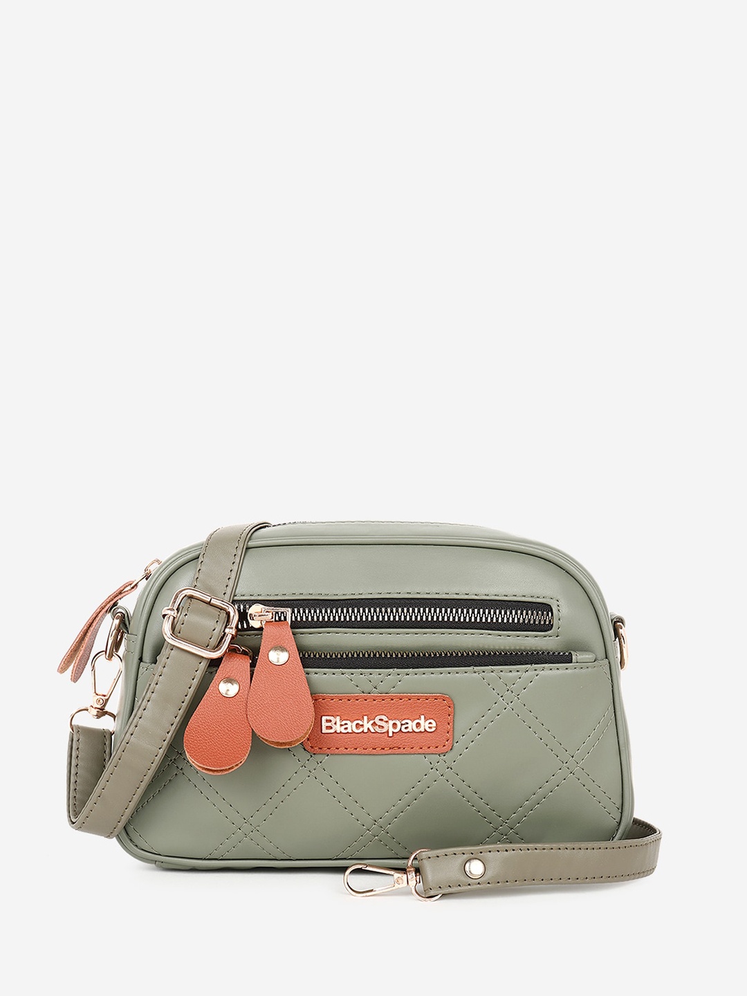 

Black Spade Structured Sling Bag, Green