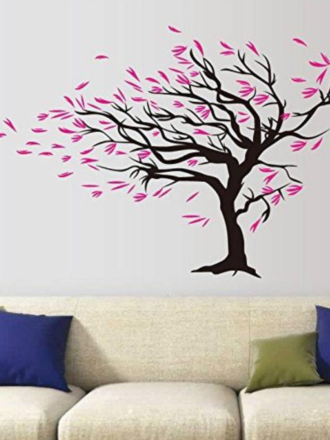 

Jaamso Royals Pink Big Tree and Falling Leaves Wall Sticker