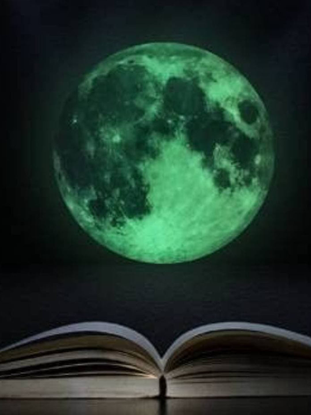 

Jaamso Royals Green Round Moon Shaped Decorative Peel and Stick Self Adhesive Wallsticker, Blue