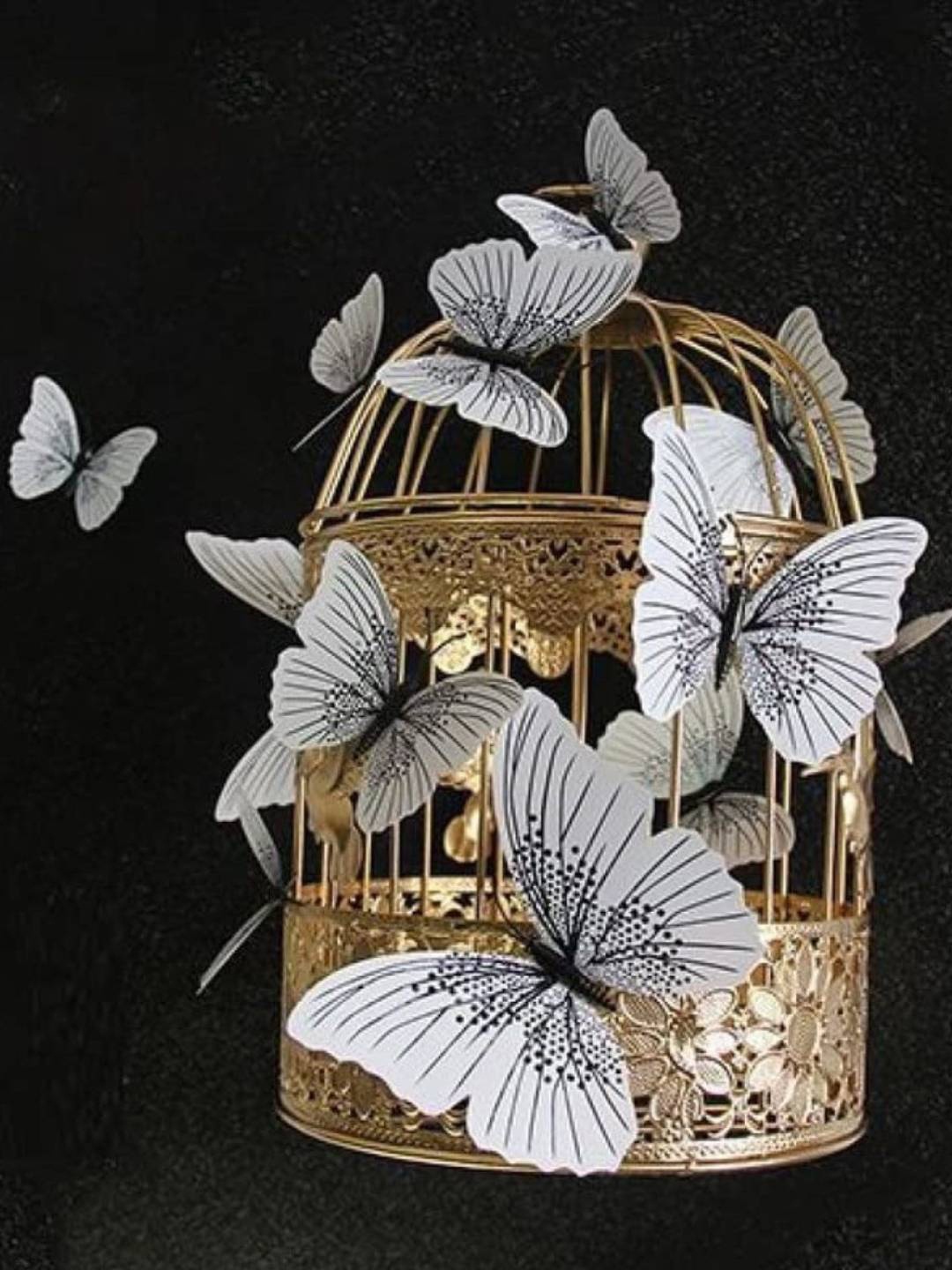 Jaamso Royals Silver-Toned 12 Pcs 3D Butterfly Self Adhesive Wall Stickers