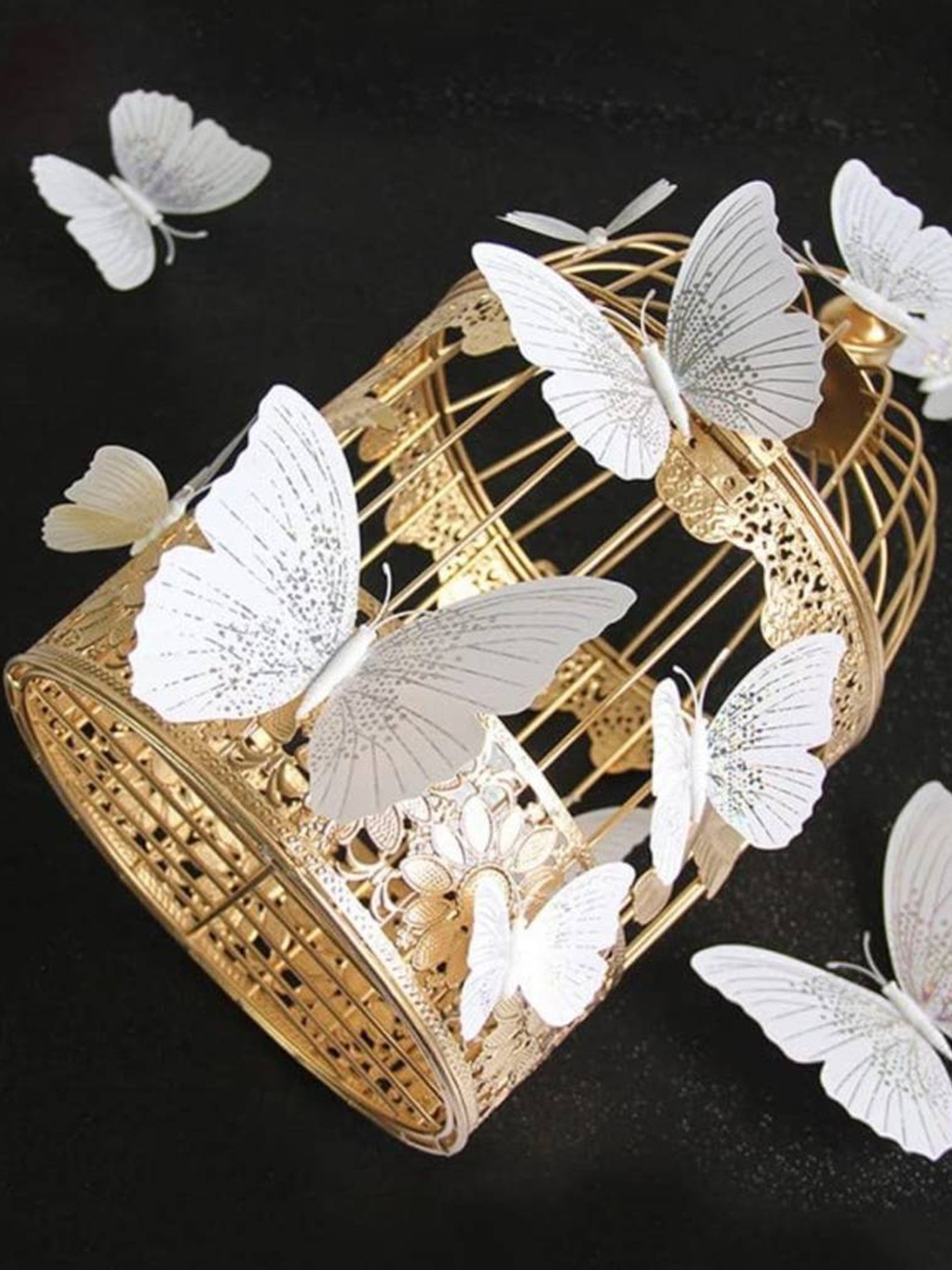 

Jaamso Royals White 12 Pieces 3D Magnet Butterfly Self Adhesive Home Dcor Wall Sticker