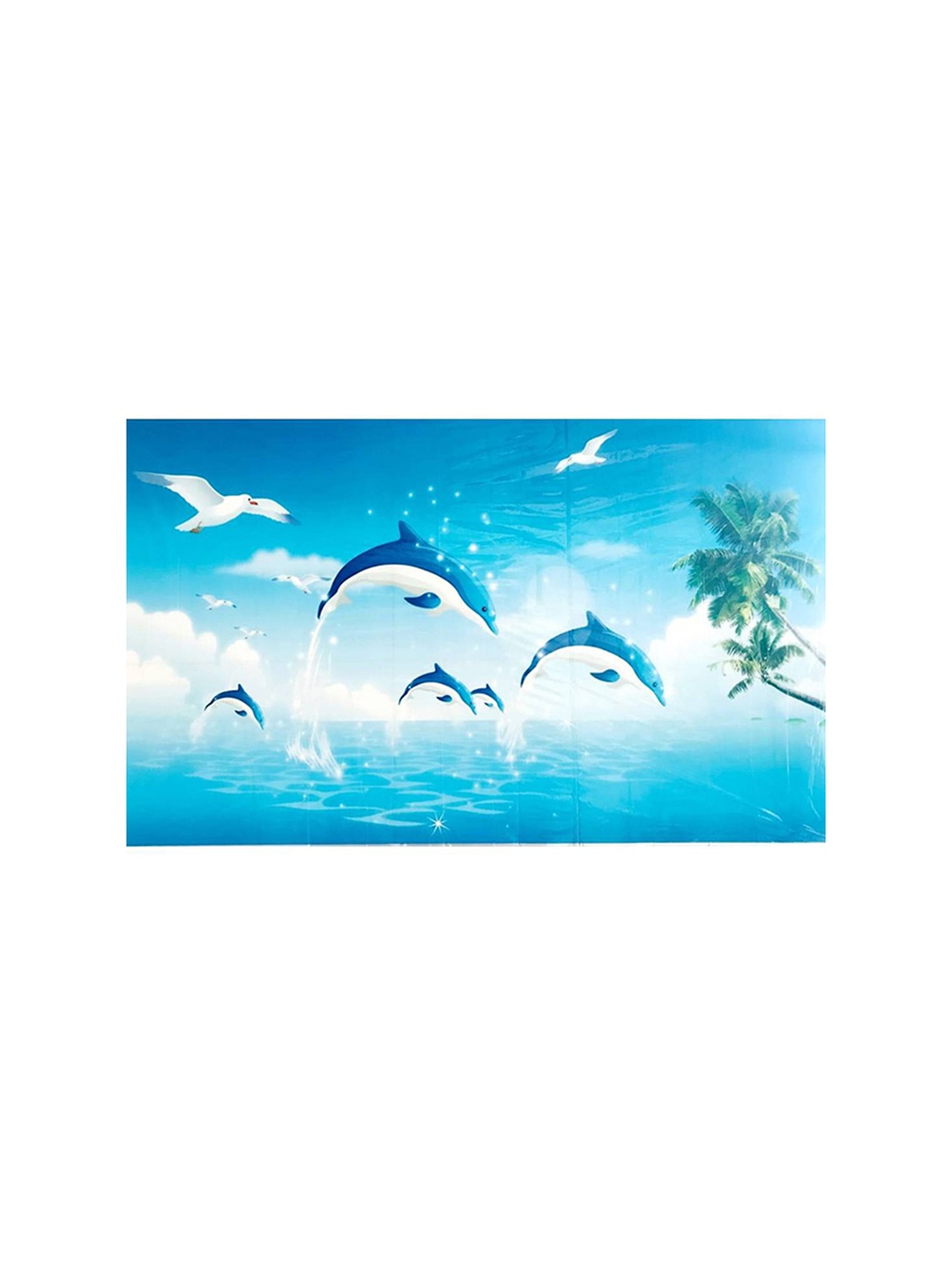 

Jaamso Royals Blue Jumping Dolphine Oil Proof Heat Resistant Kitchen Wall Sticker