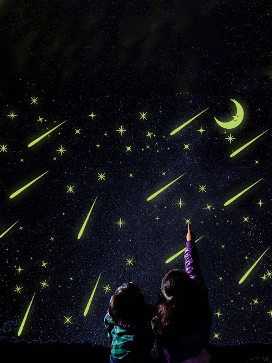 

Jaamso Royals Green Radium Moon & Stars Glow In Dark Wall Sticker
