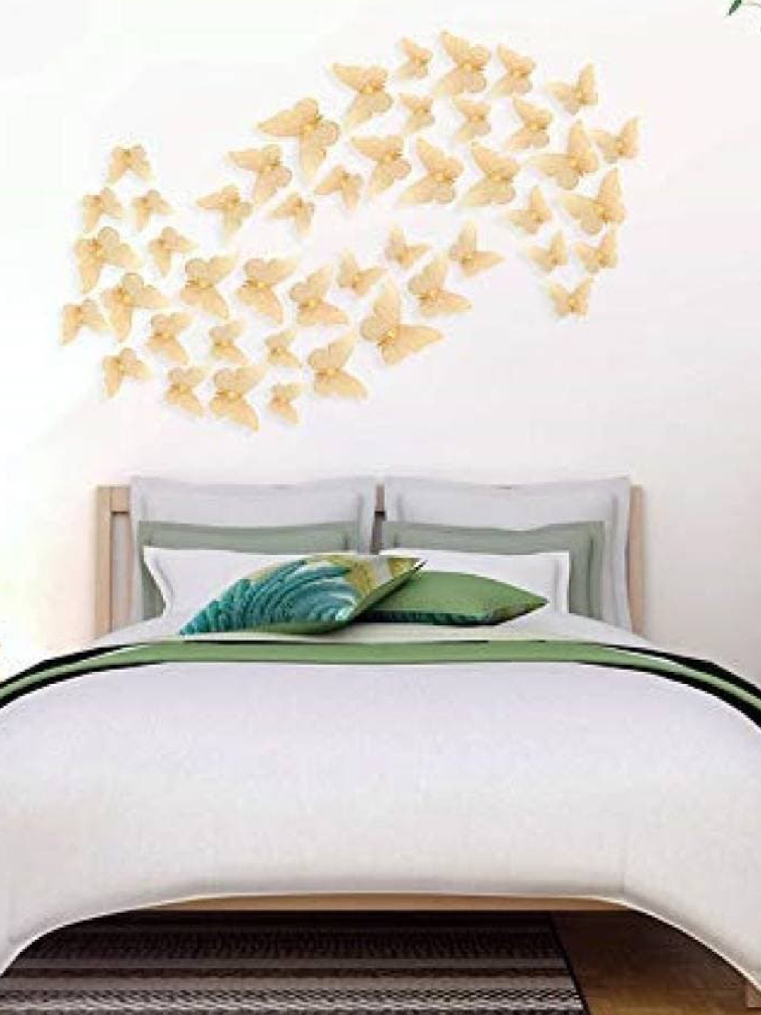 

Jaamso Royals 12 Pcs Golden 3D Butterfly Self Adhesive Wall Stickers, Gold