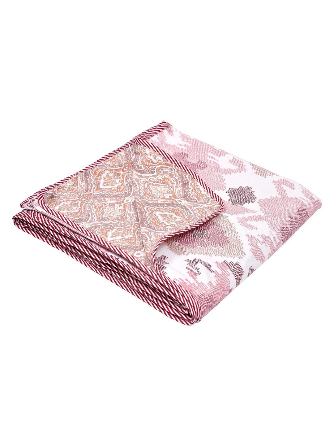 

Jinaya's White & Pink Mild Winter Pure Cotton 210 GSM Reversible Single Bed Dohar