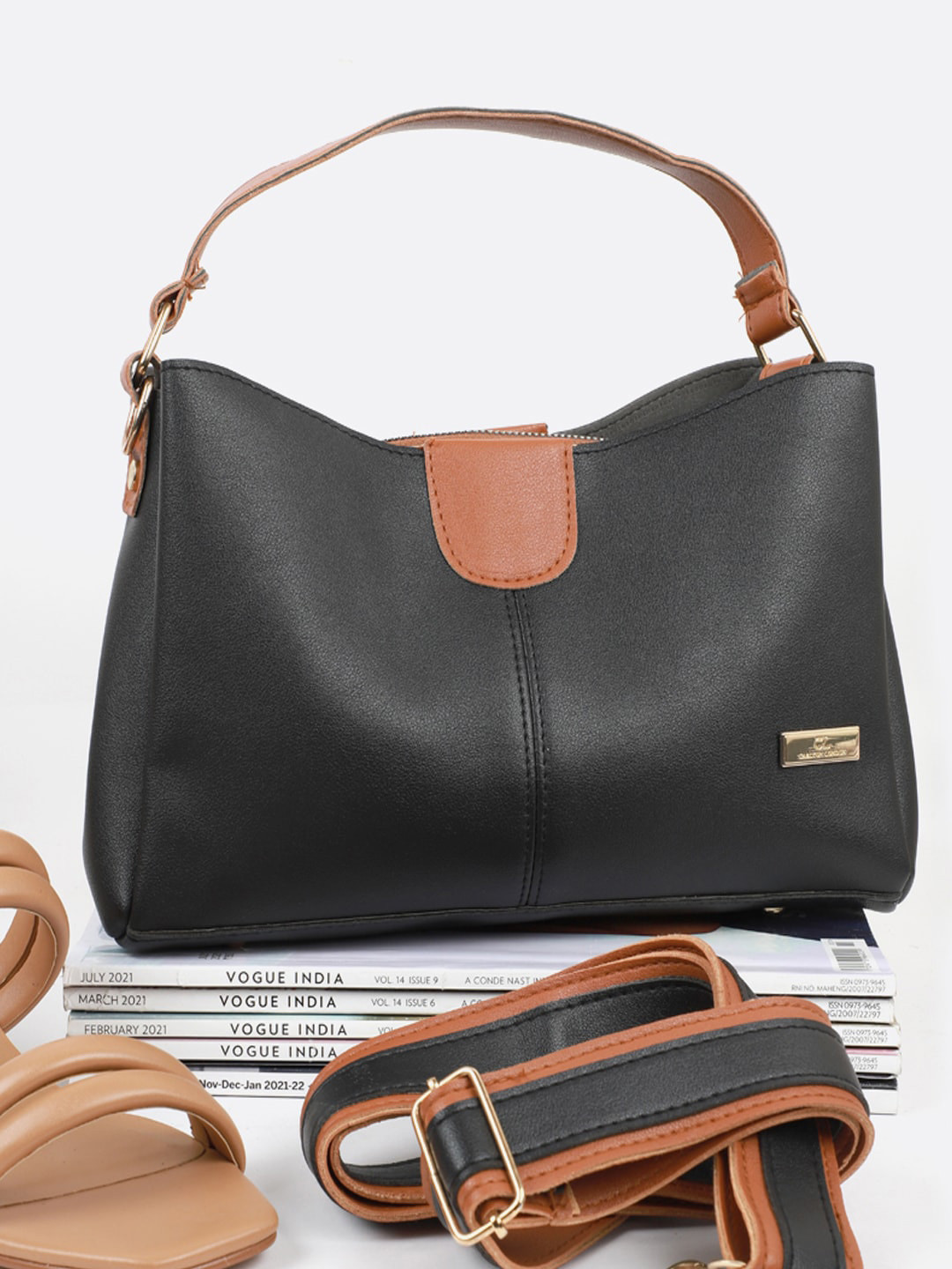 

Carlton London Structured Handheld Bag, Black