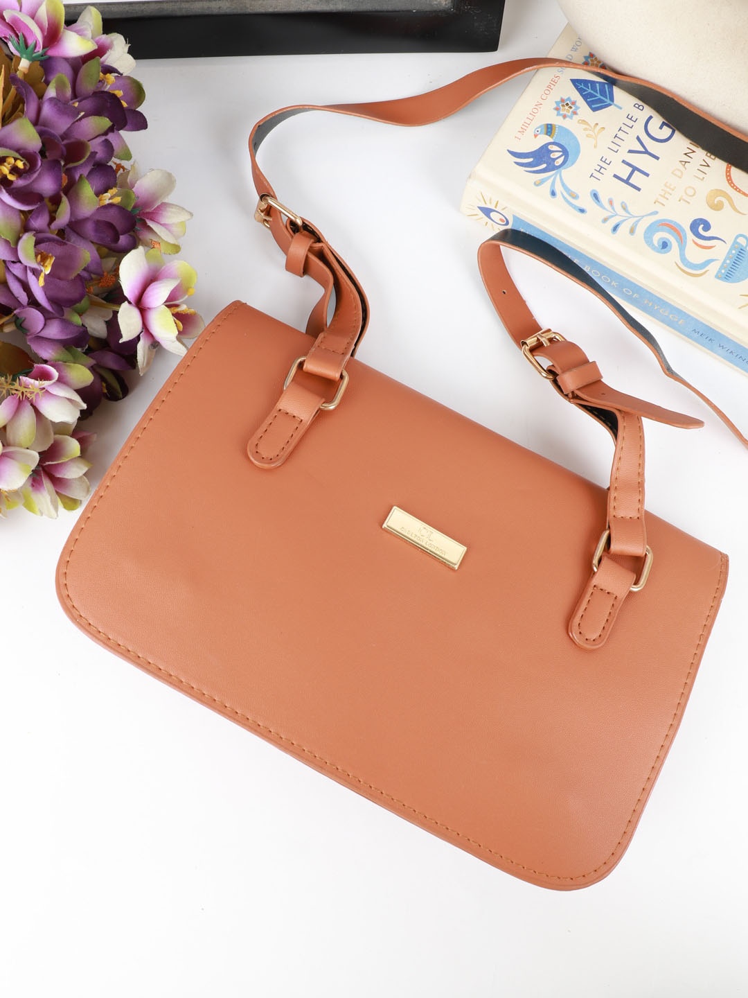 

Carlton London Textured Structured Sling Bag, Tan