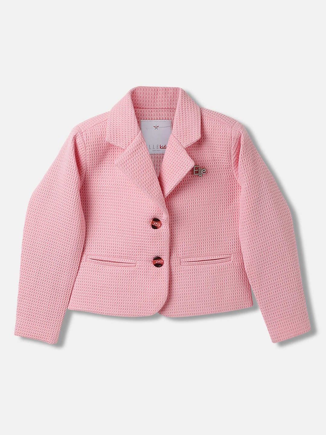 

ELLE Girls Notched Lapel Single Breasted Blazers, Pink