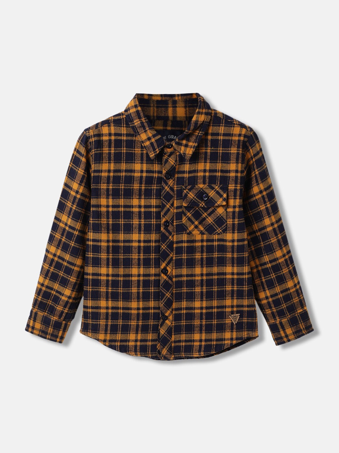 

Blue Giraffe Boys Tartan Checked Casual Pure Cotton Shirt, Yellow