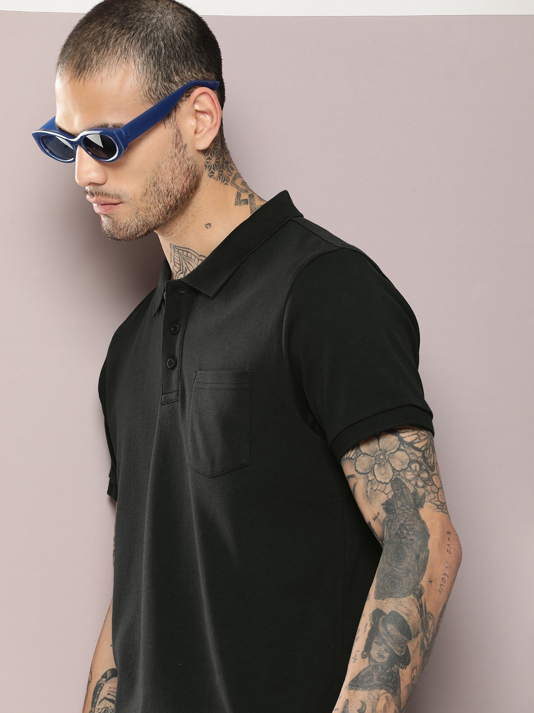 

Kook N Keech Men Solid Regular Fit Polo Collar T-shirt, Black