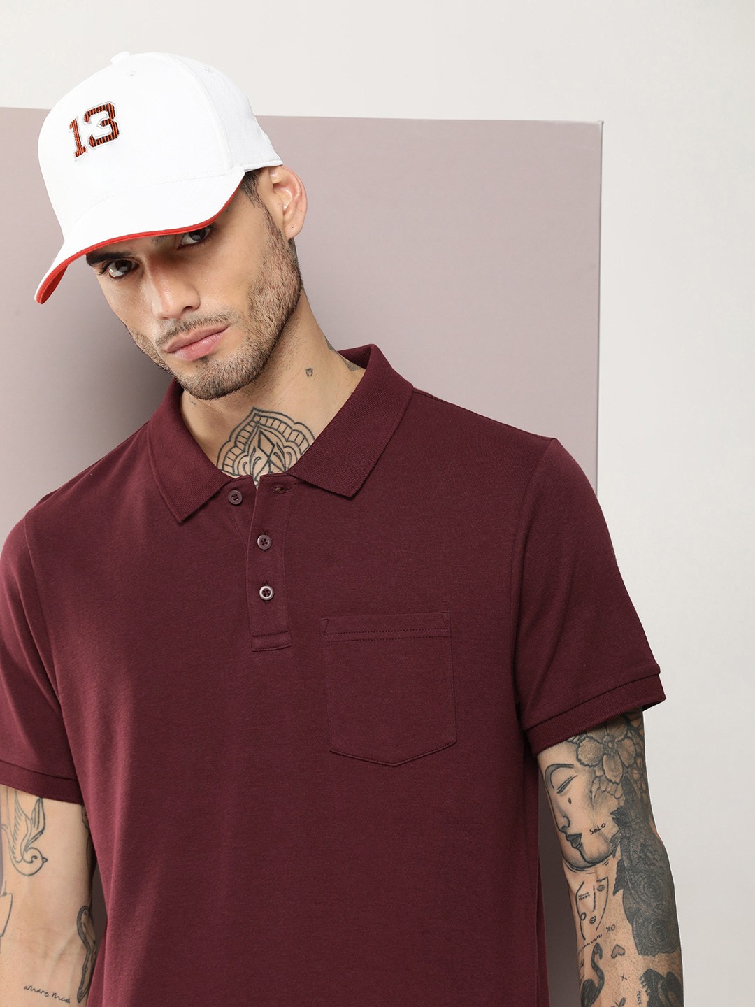 

Kook N Keech Men Solid Regular Fit Polo Collar T-shirt, Maroon
