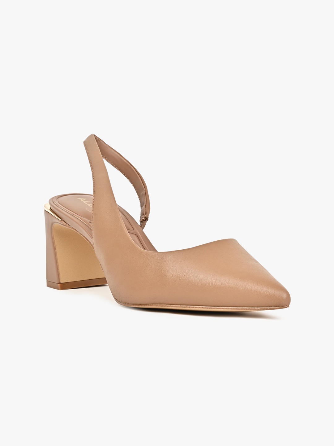 

ALDO CRULLINA Pointed Toe Work Block Pumps With Backstrap, Beige