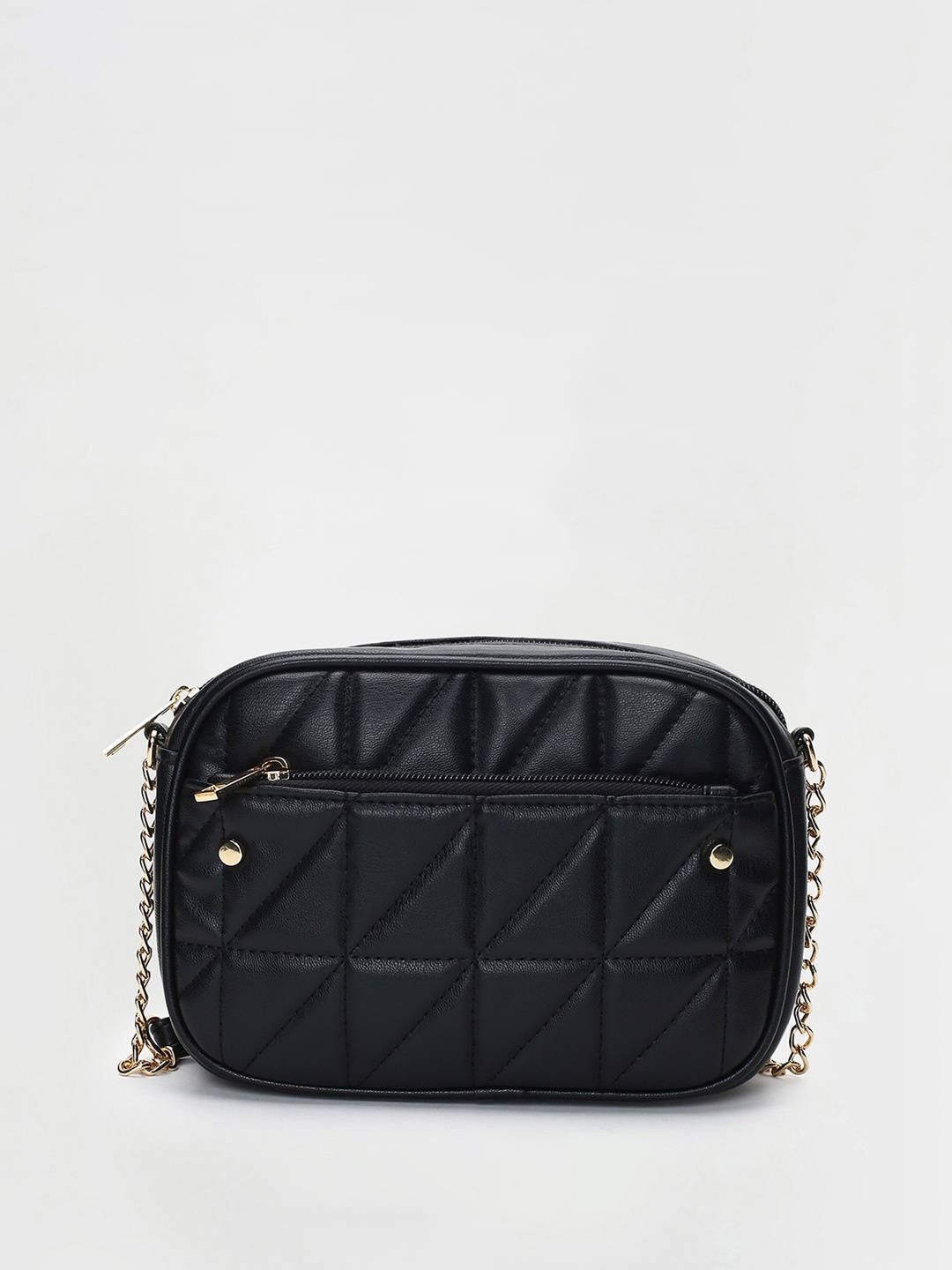 max Structured Sling Bag With Quilted, Black