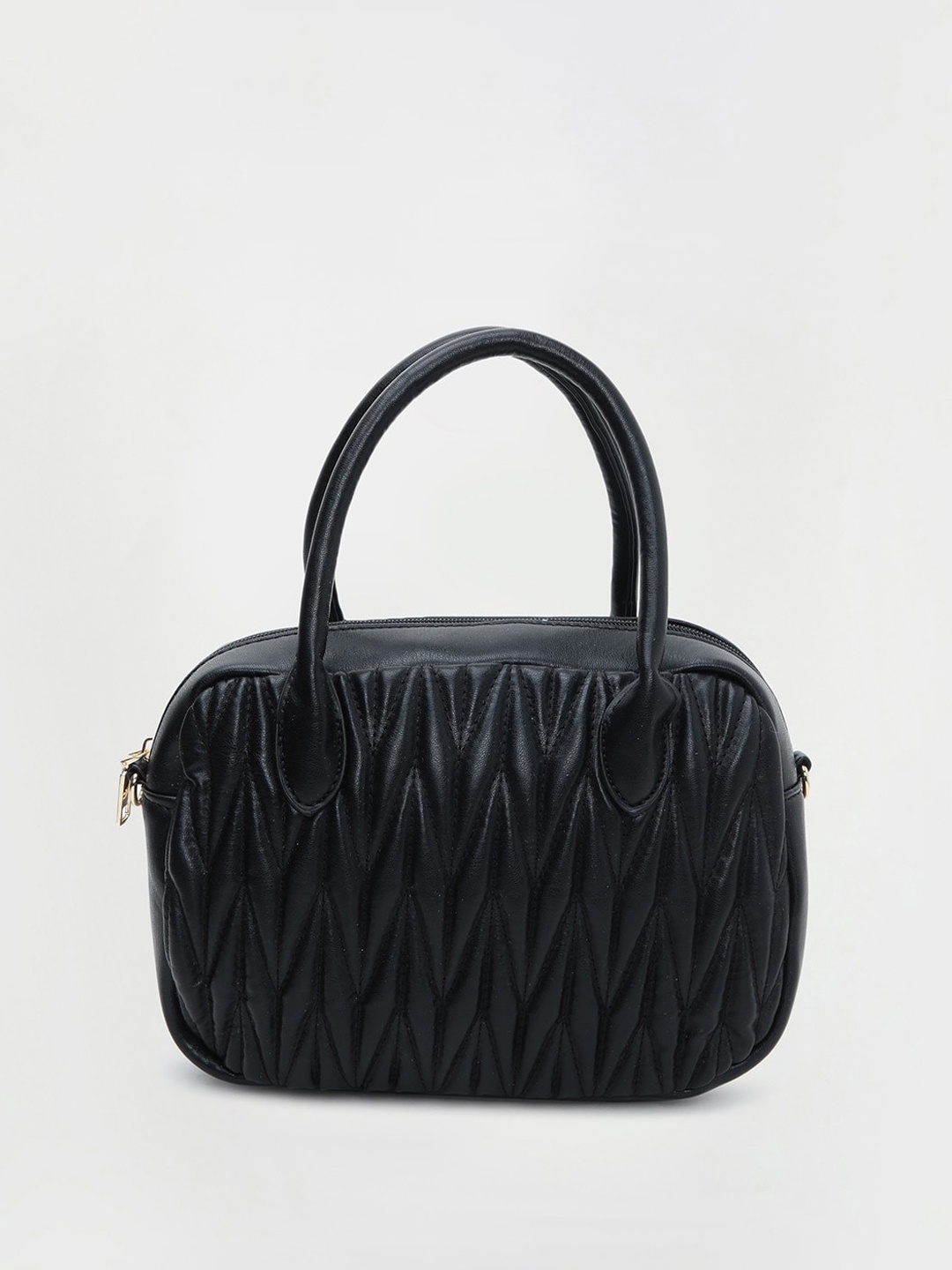 

max Textured Structured Sling Bag With Quilted, Black