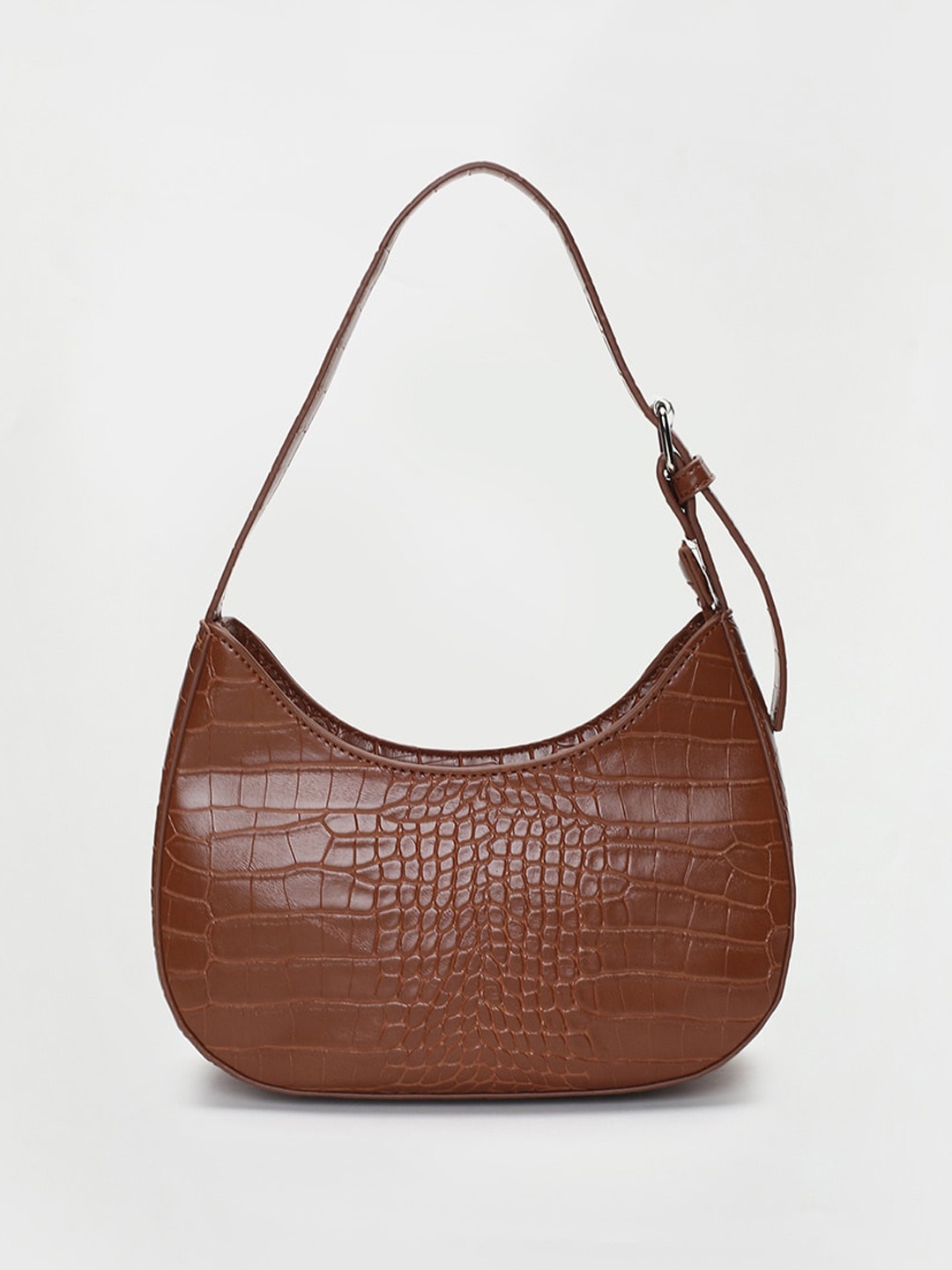 

max Textured Half Moon Hobo Bag, Brown
